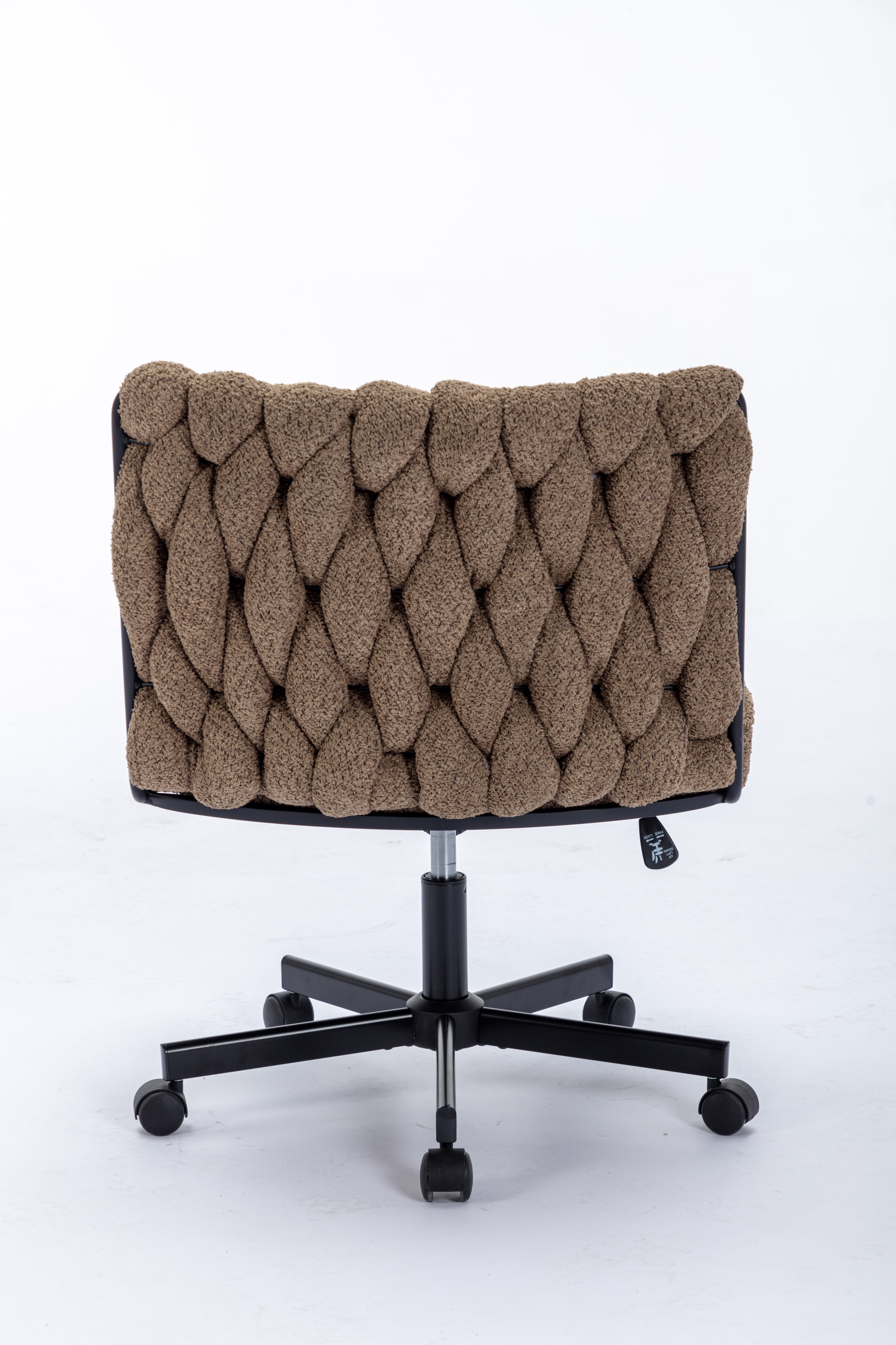 Criss Cross Legged Office Desk Chair With Wheels, Modern Armless Desk Chair With Wide Seat, Home Office Chairs For Work, Meditation, Vanity,Brown_voghion.com